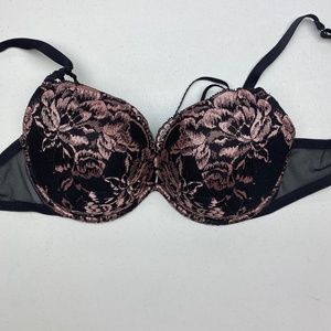 LS BLK/PNK Cage Bra, 32DD. &*P1034